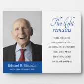 Blauw Het Licht Blijft Funeral Gedicht Foto Fotoplaat (Voorkant)