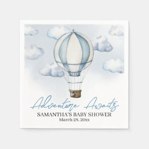 Blauw Hete Luchtballon Baby shower Papier Servet