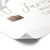 Blauw hete luchtballon verjaardagsfeestjes bord poster (Hoek)