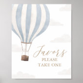 Blauw hete luchtballon verjaardagsfeestjes bord poster (Voorkant)