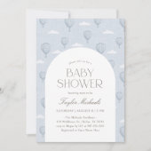 blauw heteluchtballon Baby shower Kaart (Voorkant)
