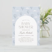 blauw heteluchtballon Baby shower Kaart (Staand voorkant)