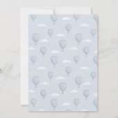 blauw heteluchtballon Baby shower Kaart (Achterkant)