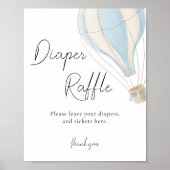 Blauw heteluchtballon Baby shower luierbekrachtigi Poster (Voorkant)