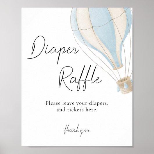 Blauw heteluchtballon Baby shower luierbekrachtigi Poster (Voorkant)