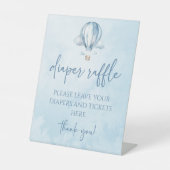 Blauw heteluchtballon Baby shower luierbekrachtigi Reclamebord Met Voetstuk (Voorkant)