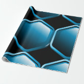 Blauw hexagon-omslagpapier cadeaupapier (Uitgerold)
