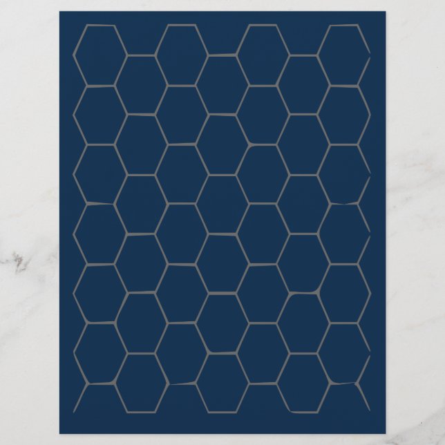 Blauw hexagonaal papier (Voorkant)