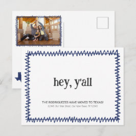 Blauw Hey Y'all - Verhuisd naar Texas Briefkaart