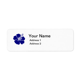 Blauw hibiscus bloem adres label