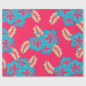 Blauw Hibiscus bloesems Tropisch inpakpapier (Vlak)