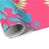 Blauw Hibiscus bloesems Tropisch inpakpapier (Rol Hoek)