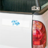  Blauw Hibiscus Bumpersticker (Op Truck)