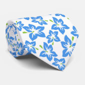 Blauw Hibiscus Retro Hawaiiaans patroon Stropdas (Opgerold)