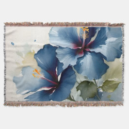   Blauw hibiscus waterverf schilderij Deken