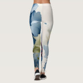   Blauw hibiscus waterverf schilderij Leggings (Achterkant)