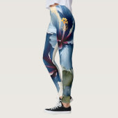   Blauw hibiscus waterverf schilderij Leggings (Links)