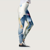   Blauw hibiscus waterverf schilderij Leggings (Rechts)