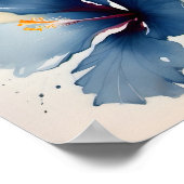   Blauw hibiscus waterverf schilderij Poster (Hoek)