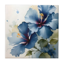   Blauw hibiscus waterverf schilderij
