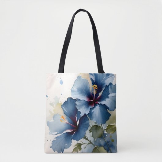   Blauw hibiscus waterverf schilderij Tote Bag (Voorkant)