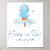 Blauw Hier is de Scoop Baby shower Baby's zijn Zoe Poster (Voorkant)
