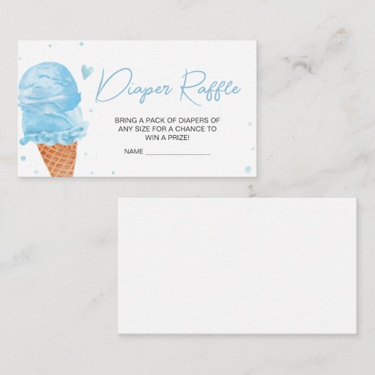 Blauw Hier is de Scoop Baby shower Luier Raffle Informatiekaartje (Voorkant / Achterkant)