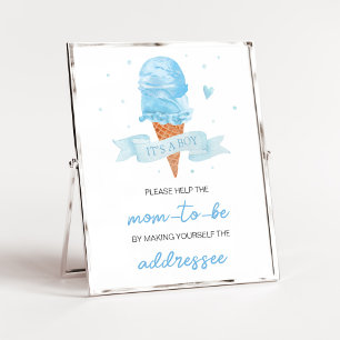 Blauw Hier is het Scoop Baby shower Envelope Stati Poster