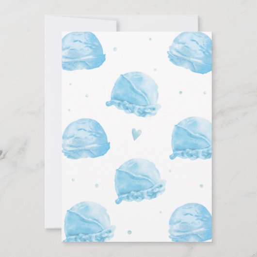 Blauw Hier is het Scoop Baby shower Kaart (Achterkant)