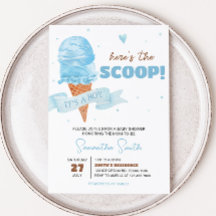 Blauw Hier is het Scoop Baby shower