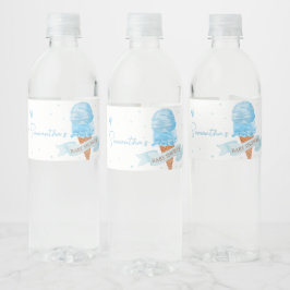 Blauw Hier is het Scoop Baby shower Waterfles Etiket
