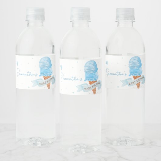 Blauw Hier is het Scoop Baby shower Waterfles Etiket (Flessen)