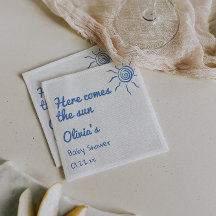 Blauw Hier komt het met de hand getekende Baby sho