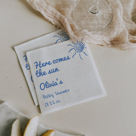 Blauw Hier komt het met de hand getekende Baby sho Servet