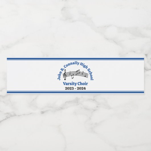 Blauw High School Koor Custom Party Waterfles Etiket (Enkel label)