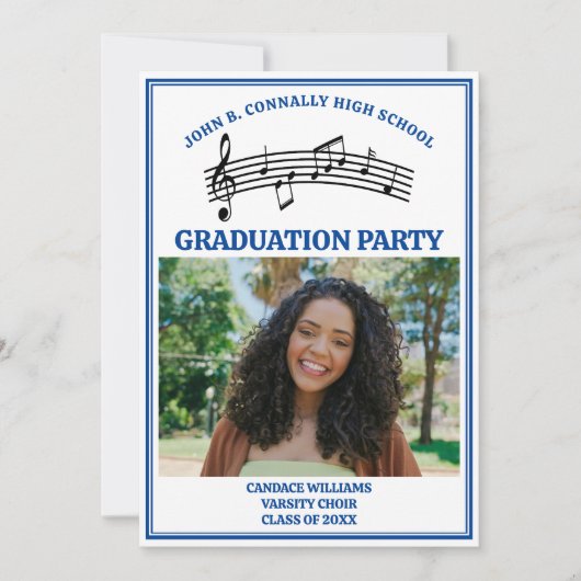 Blauw High School Koor Foto Afstudeerfeest Kaart (Voorkant)