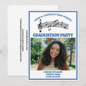 Blauw High School Koor Foto Afstudeerfeest Kaart (Voorkant / Achterkant)