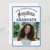 Blauw High School Koor Foto Afstuderen Aankondiging (Voorkant / Achterkant)