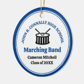 Blauw High School Marching Band Aangepaste Kerstmi Keramisch Ornament (Links)