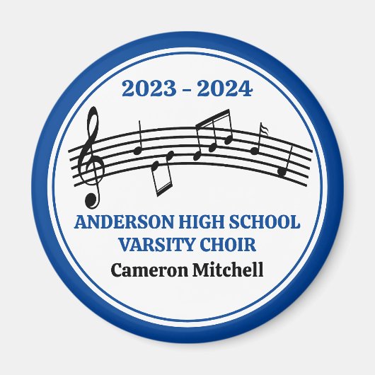 Blauw High School Varsity Koor Custom Keepsake Magneet (Voorkant)