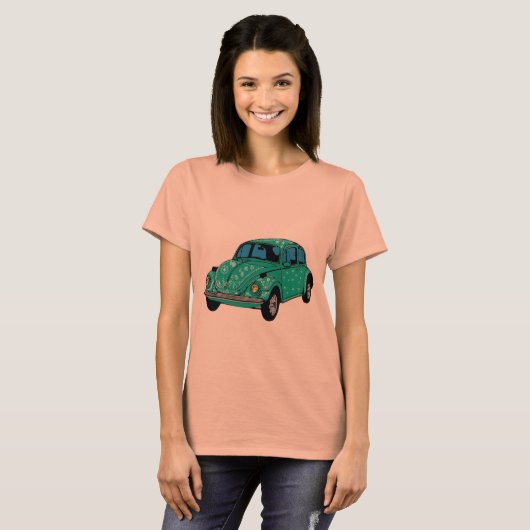 Blauw Hippie Car Raglan T-shirt (Voorkant volledig)