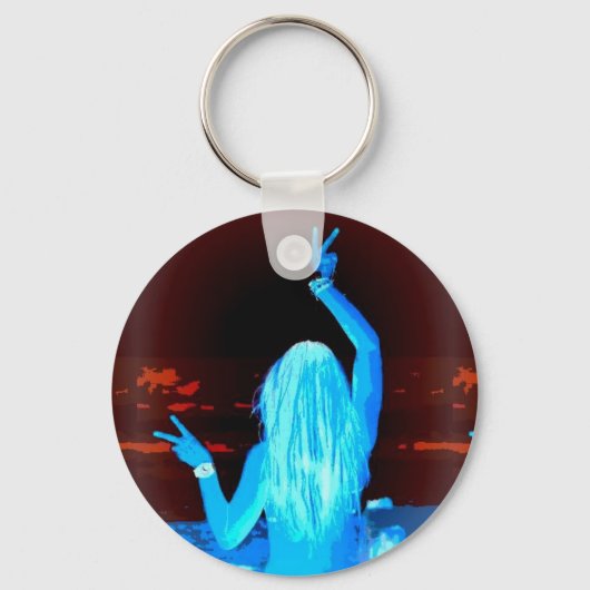 blauw hippie vredesbord sleutelhanger (Voorkant)