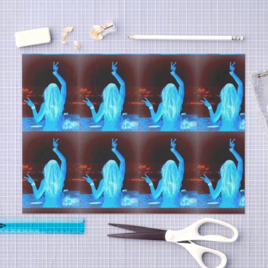 blauw hippie - vredesbord tissuepapier (Craft)