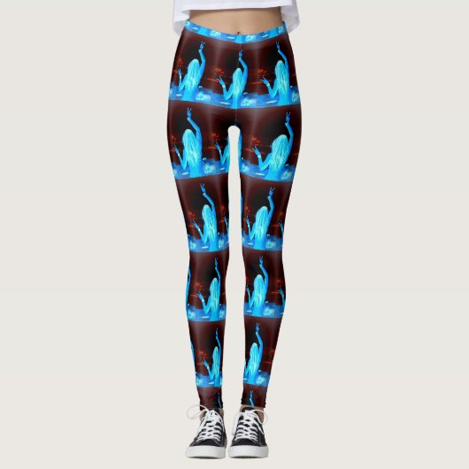 blauw hippiemeisje leggings (Voorkant)