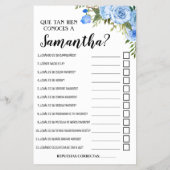 Blauw Hoe goed ken je moeder tweetalige spelkaart? Flyer (Achterkant)