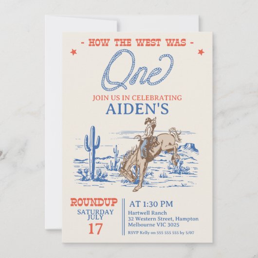 blauw Hoe het westen een 1e verjaardag was Kaart (Voorkant)