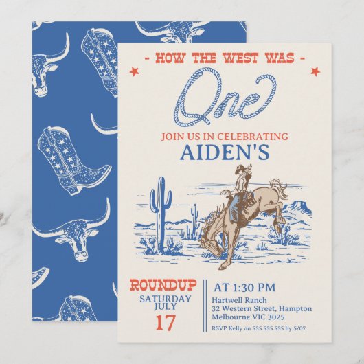  blauw Hoe het westen een 1e verjaardag was Kaart (Voorkant / Achterkant)