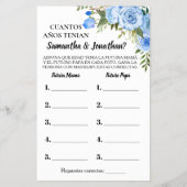 Blauw Hoe oud waren ze onder de tweetalige spelkaa Flyer (Achterkant)