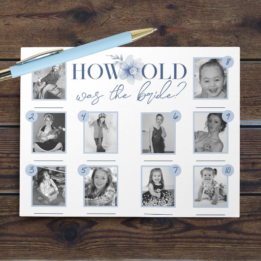 Blauw Hoe oud was Bruid Photo Game Pack van 40 Notitieblok