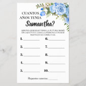 Blauw Hoe oud was mam? Tweetalige spelkaart Flyer (Achterkant)